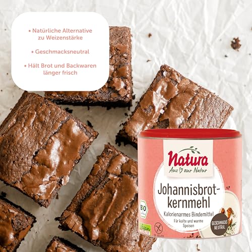 Natura Bio Johannisbrotkernmehl – 100 g – Kalorienarmes, pflanzliches Bindemittel – vegan und glutenfrei – zum Andicken und Binden - geschmacksneutral