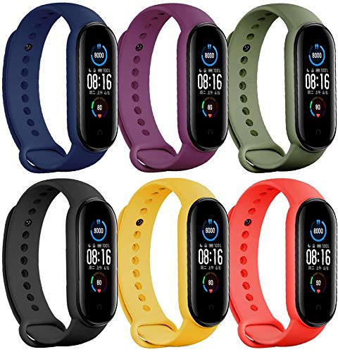 Waylon Band Strap Compatible for Mi Band 5 Wristband Silicone Strap (Combo, Pack of 6) (Black-Navy-Purple-Army-Red-Yellow) (B08T8GFVQG) Amazon Price History, Amazon Price Tracker