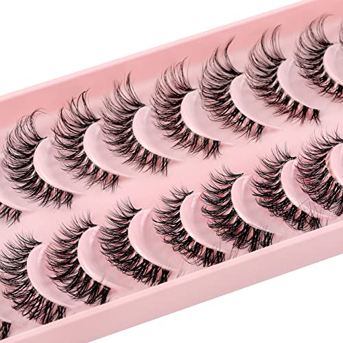 3D Falsche Wimpern,Natürliche Wimpern, Pure Handgemacht Natürlicher Look Flauschige Künstliche Wimpern,Multipack Strip Lashes 10 Paare (HY25)