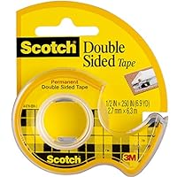Scotch Double Sided Tape with Dispenser, Narrow Width, Engineered for Holding, 12.7mm x 6.35m (136)