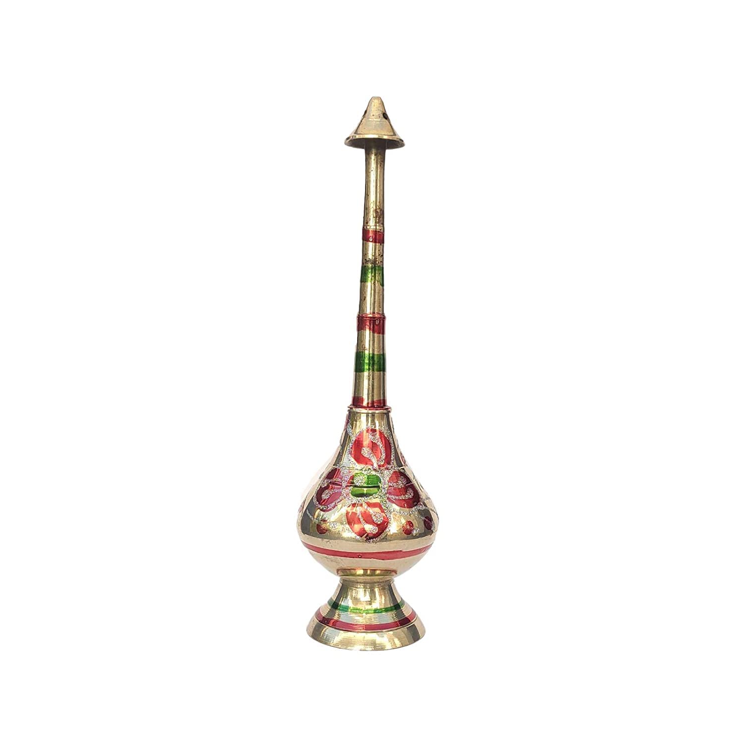 Pure Brass Gulab Pash Rose Water Holy Water and Perfume Sprinklers Gangajal Spray Bottle for Pooja/Puja Mandir Temple (Gold, 10 inches 1piece Color)