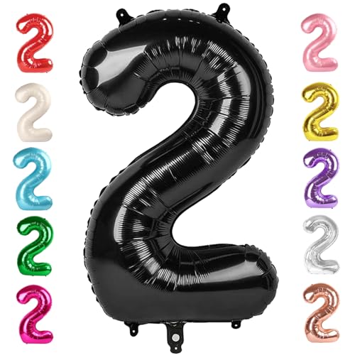 Image of 2 Balloon Numbers Birthday Decorations, 40In Black Balloons for Men Women | Eye-catching Appearance, Perfect Decorative Centerpieces, Convenient Self-sealing Structure, Widely for Various Occasions