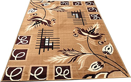 Image of Acrylic Modern Design Rectangular Carpet for Your Home with Super Quality (5X7 Ft, Beige)