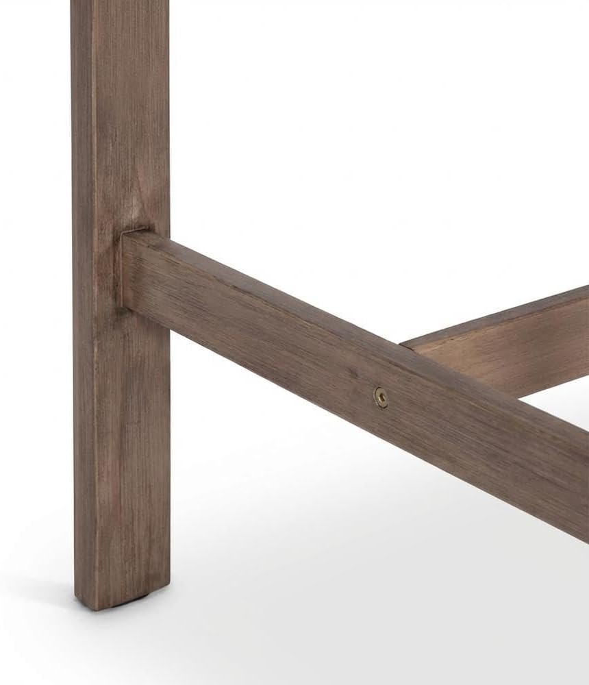 Brown Acacia Wood Outdoor Patio Square Bar Table, Weather-Resistant Finish, Durable Construction, Contemporary Style