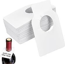 PERFETSELL 100 Étiquette de Cave à Vin Étiquettes de Bouteille de Vin Étiquettes Réutilisables Vin PVC Étiquettes Bouteille Vin Étiquette Goulot Bouteille Vin Blanche pour Bouteille de Vin et Caves