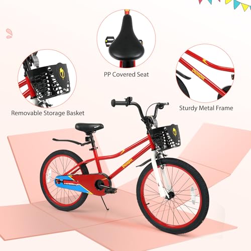 Image of BABY JOY Kids Bike, 12 14 16 18 Inch Boys Girls Bike for 3-8 Years w /Training Wheels, 20 Inch Children Bicycle for 8+ Teens w /Kickstand, Handbrake, Coaster Brake & Removable Basket, Sporty Bicycle