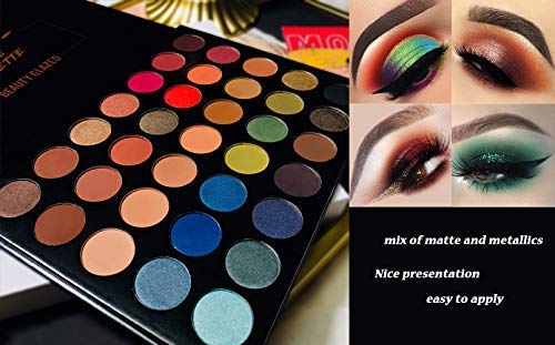 Must Have Eyeshadow Palette Foxy Look, Highly Pigmented 35 Shades Olive Matte And Shimmers Makeup Palette, Waterproof Blendable Eye Shadow, No Flaking, Little Fall Out, Stay Long, Hard Smudge, Cruelty- Free Makeup Pallet, Full Face Eye Make Up For Beginners Any Skin Tones Shading And Contouring Smokey Eye #TOP5