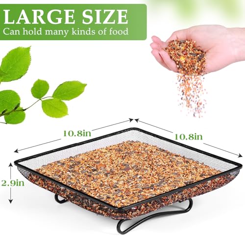 MIXXIDEA Ground Bird Feeder Tray 11x11 Inches, Metal Platform Mesh Seed Tray for Bird Feeders, Great Attracting Garden Yard Decoration for Wild Birds Squirrels Dove,1 Pack - image 2