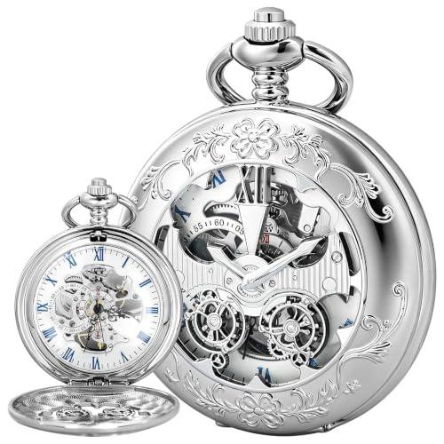 Image of Pocket Watch Vintage Mechanical Pocket Watches with Chain Christmas Graduation Birthday Gifts Father's Day