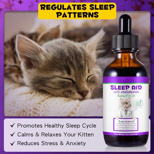 60ml Melatonin for Cat Sleep, Melatonin for Cats, Sleep Aid for Cats, Cat Melatonin, Melatonin for Small to Large Cat Breeds, Supports Relaxation, Regulates Sleep Patterns - Image 3