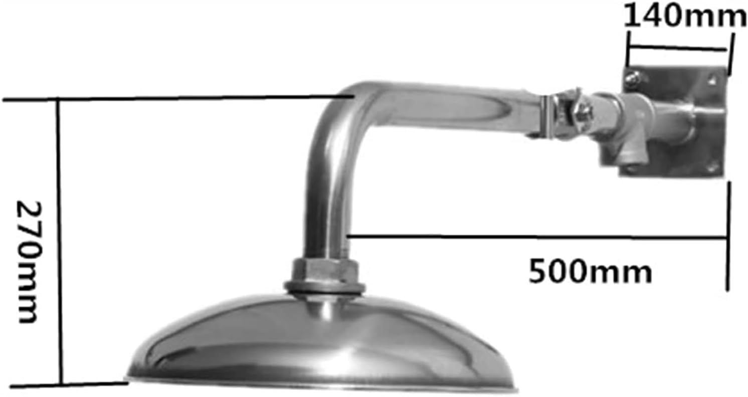 Stazione Lavaocchi Di Emergenza A Parete, Doccia Lavaocchi Da Laboratorio, Acciaio Inox 304, Pressione Di Esercizio 0,2-0,4 Mpa, Soffione Doccia 120-180 Litri/min, Per Laboratori/fabbriche/scuole