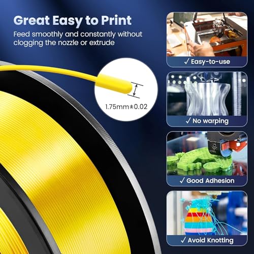 Image of FiLAMONT PLA Silk Filament 1.75mm, 3D Printer Filament, Shiny Silk 1.75 PLA Filament, 1kg(2.2Lbs) /Spool (Silk Yellow)