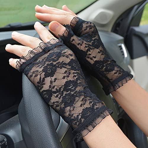 1Pair Fingerless Gloves Lace Gloves Fingerless Short Black Lace Gloves for Women Fingerless Lace Gloves Black Gloves for Halloween Party Costume Accessory