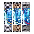 ICEPURE 3-Stage 2.5" x 10" Whole House CTO Activated Carbon Water Filter Set, Activated Carbon Block, KDF Cartridge and Upgraded Activated Carbon Heavy Metal Remove Filter Replacement Kit, Pack of 1