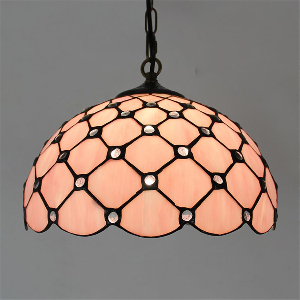 SXWNBIFH Contemporary Color Glass Pendant Lamp LED American Retro Creativity Living Room Restaurant Bedroom Hotel Villa Corridor Cafe Bar Chandelier (N D30CM)