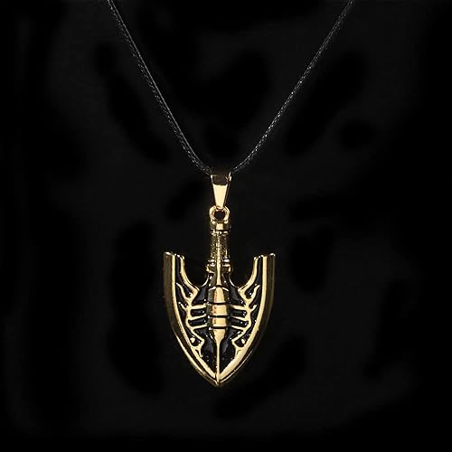 Vista 7 de FunBoat JJBA JoJo - Collares de flecha con soporte Jotaro Kars piedra roja de Aja Regalos de Navidad Cosplay para niños, niñas, adolescentes