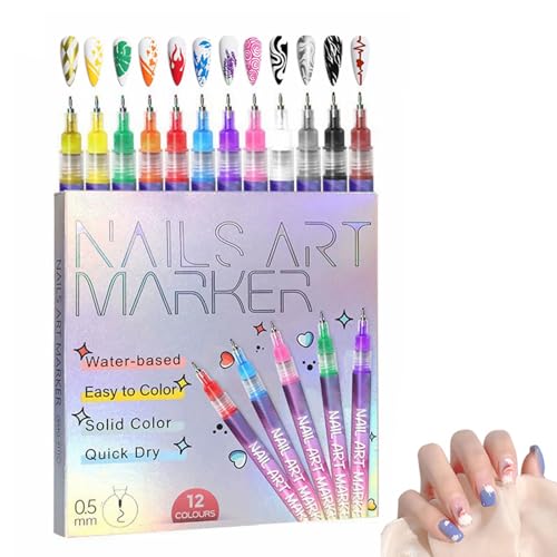 Luhaka 12 Colors Nail Art Marker Pens Set, Nail Markers