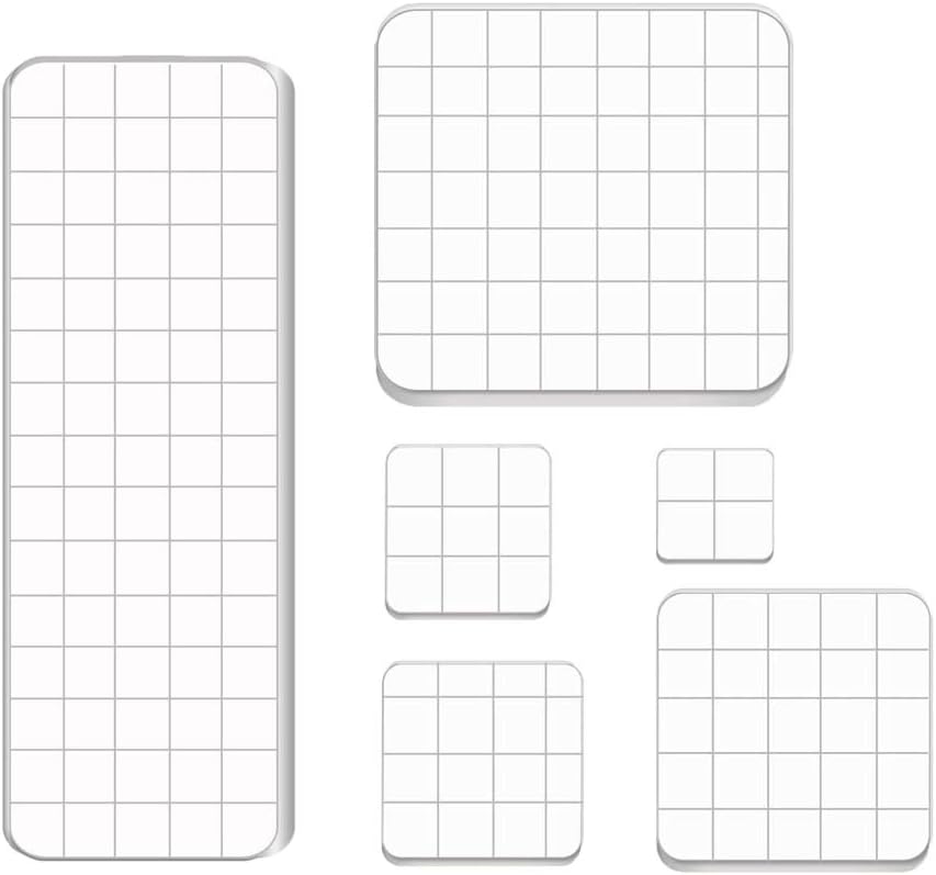 6 PCS Acrylic Stamping Blocks,Clear Stamp Block with Grid Lines,Acrylic Blocks Set for DIY Crafts,Scrapbooking