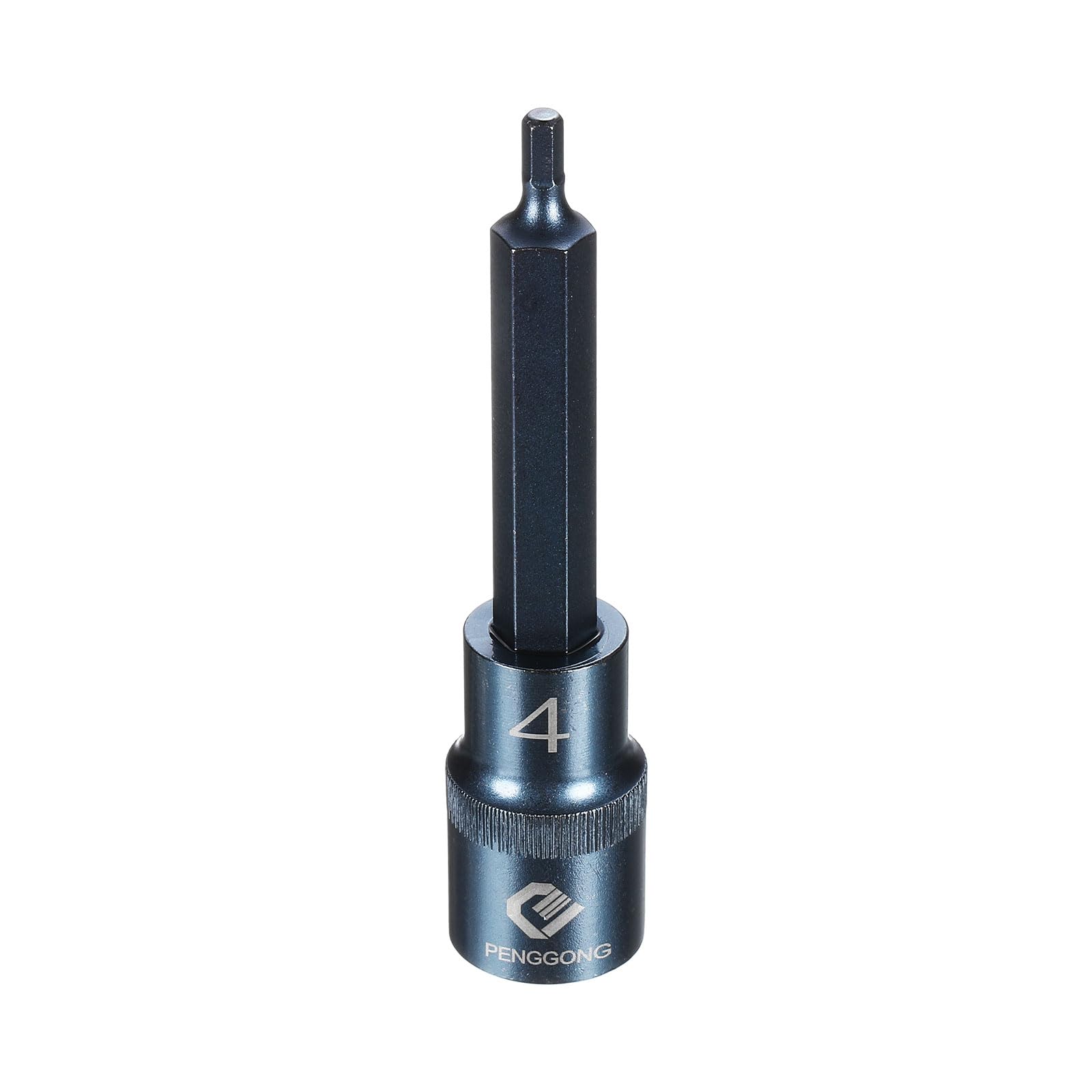 sourcing map 1/2" Drive Impact Hex Bit Socket H4 (4mm) Metric 4" Length S2 Steel 6-Point Sockets for Power Drill Drivers Adapter, Blue