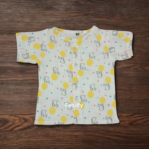 Image of Fabrify Organic Muslin Cotton Baby Top and Bottom Set, Sleepsuit Night Dress, Infant Toddler Clothing