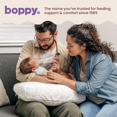 Image of Boppy Nursing Pillow - Verified Safe Breastfeeding Pillow with Softer Fill for Comfortable Support, Machine Wash & Dry Cover, Non-Toxic Materials - Cream Retro Squiggles