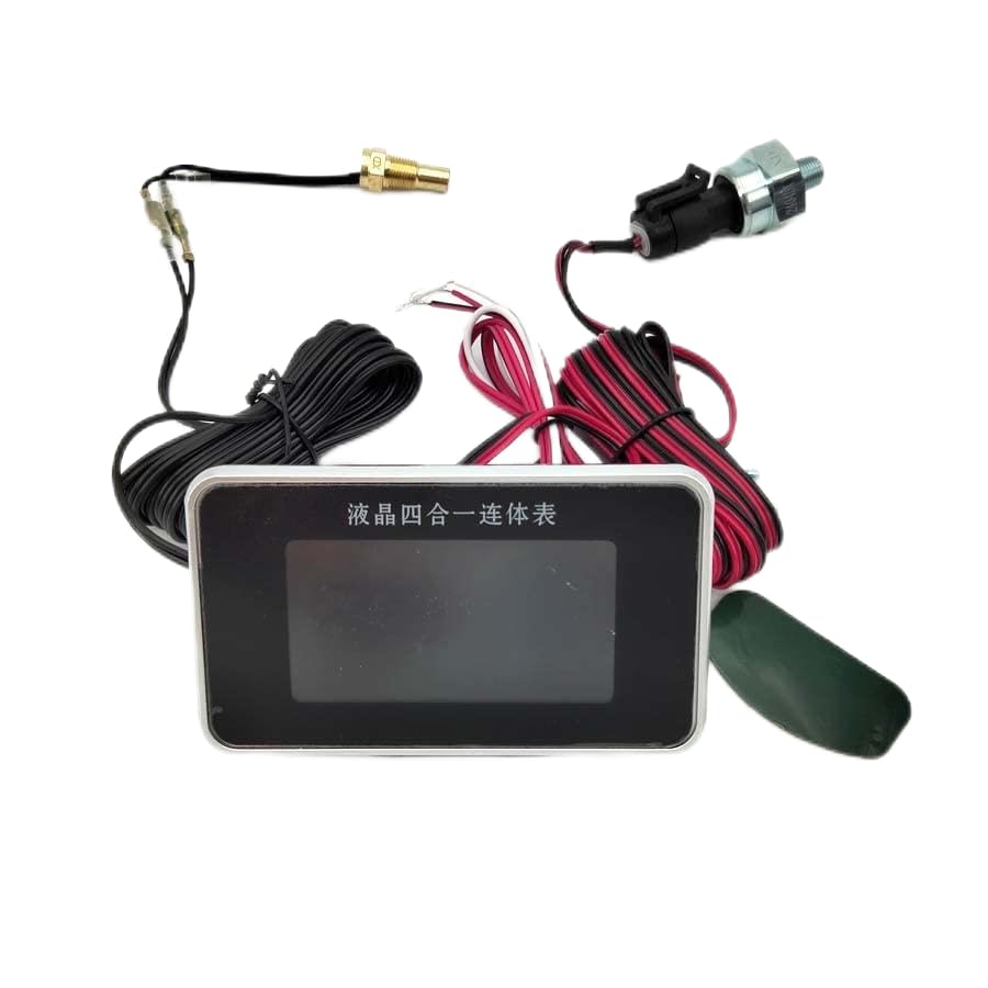 4 in 1 LCD 12v/24v Excavator Truck Car Water Temperature Oil Pressure Fuel Voltage Gauges with 10 Mm Temperature Sensor