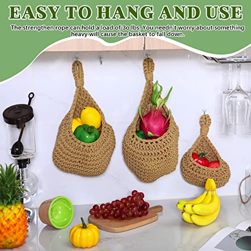 6 Pieces Hanging Basket Teardrop Wall Basket Decor Fruit Woven Bohemian Hanging Plant Holder Wall Planters Hanging Herb Pot For Kitchen Restaurant Storage Home Garlic Vegetable Onion Tomato, 3 Sizes #TOP5