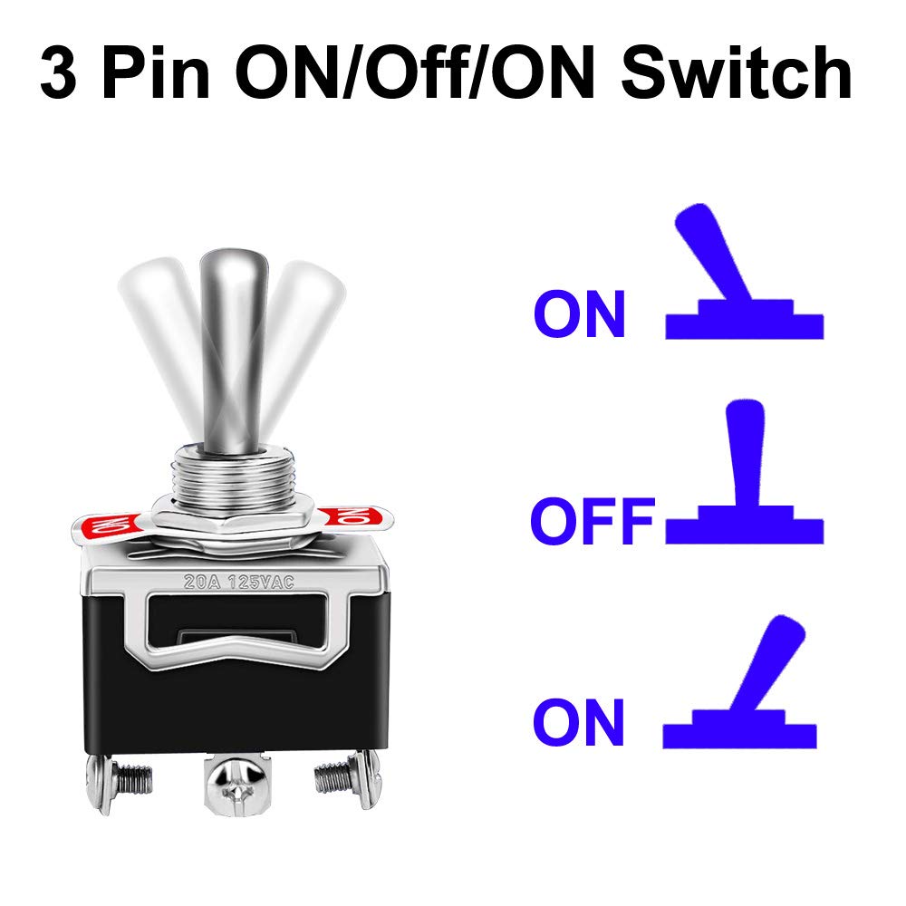 5 Interrupteurs à Bascule SPDT ON-ON 15A 250V - 3 Broches, Bouton 12mm, Pour Auto Et électronique