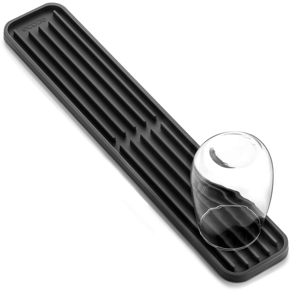 ecooe Silicone Dish Drying Mat Narrow Space-Saving Small Drying Mat for Glasses Bottles and More Dishwasher Safe 43 x 7.8 x 1 cm Grey