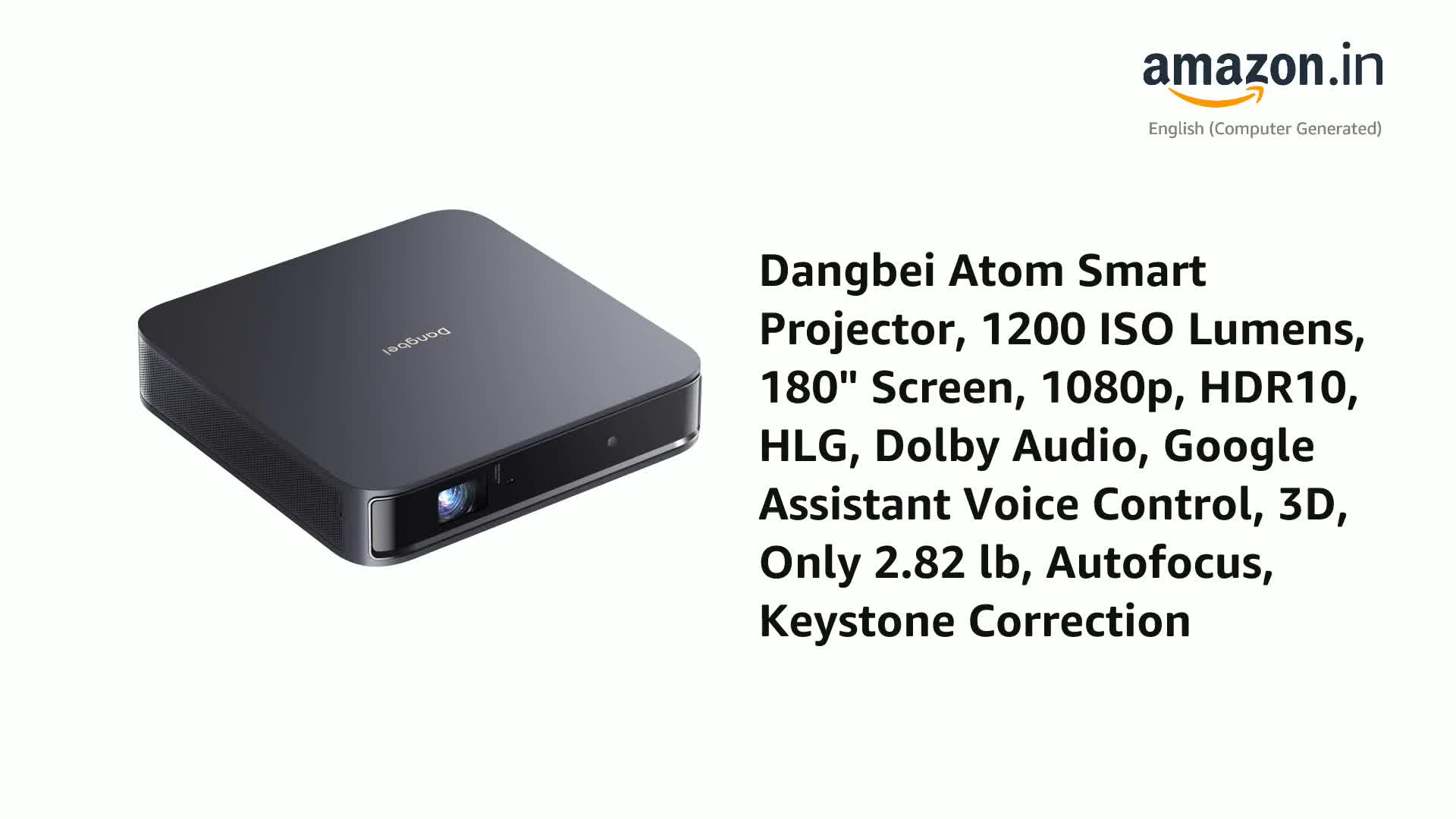 Dangbei Atom Smart Projector — 1200 ISO Lumens, 180