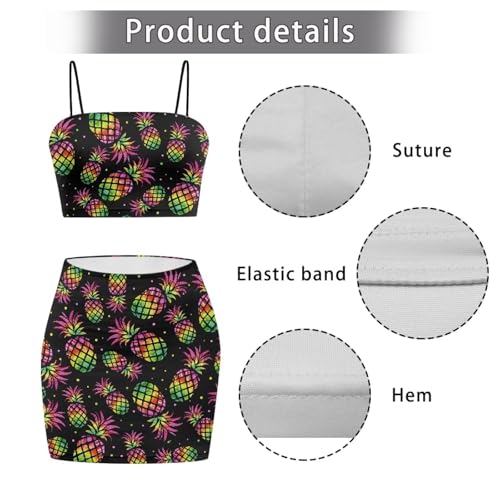 Image of 2025 Sexy Spaghetti Strap Crop Tops and Bodycon Skirt Casual 2 Piece Set S-4XL