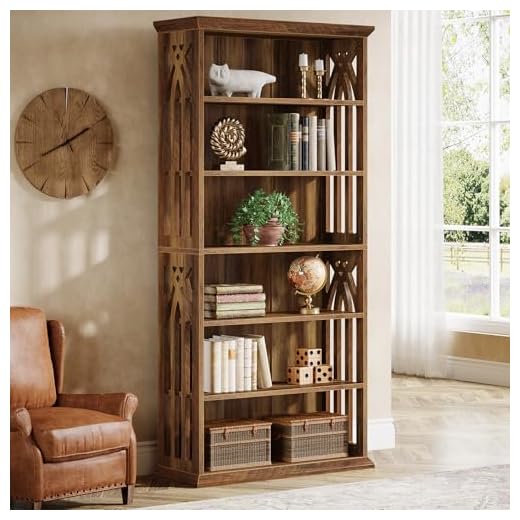 Tribesigns 6-Tier Bookshelf, 75-Inch Tall Bookcase, Large Bookshelves and Bookcases Freestanding Display Shelves, Wood Book Shelf for Living Room, Home Office, Bedroom, Brown