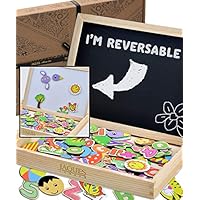 Jaques of London Magnetic Art Board with Magnets for Kids | Activity Wooden Toys for 3 4 5 Year Olds | Reversible Magnetic Drawing Board with Chalk Board for Kids | Since 1795