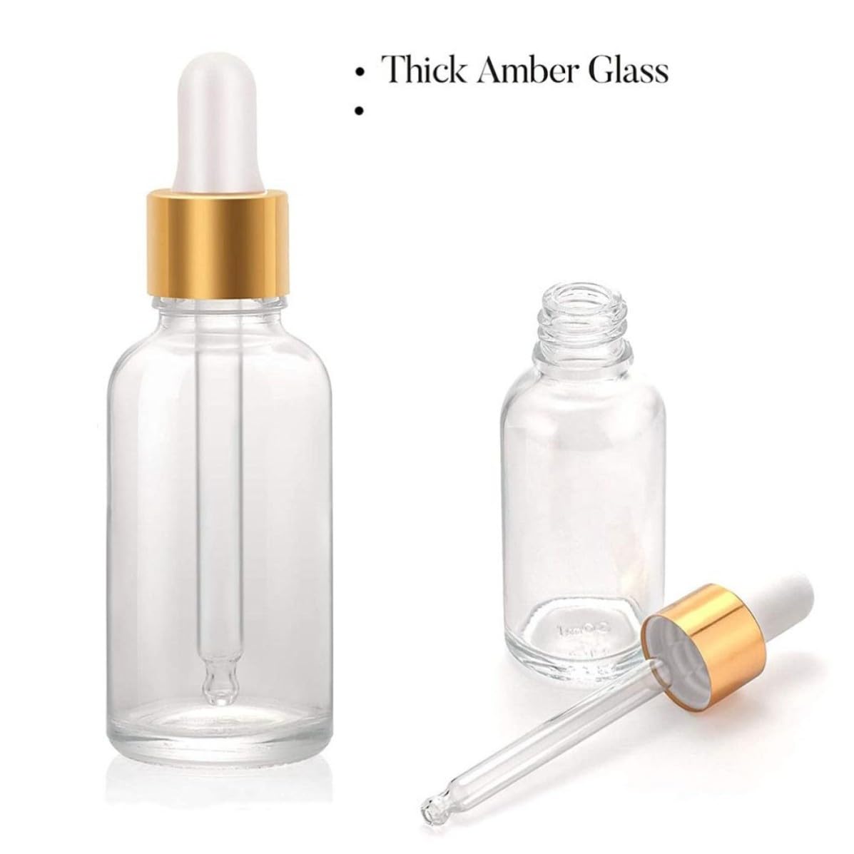 24 Frascos Gotero Transparentes de Vidrio de 30ml con 6 Embudos de Acero Inoxidable para Dispensar Aceites Esenciales Reutilizables en Cuidado Facial y Aceites para Barba