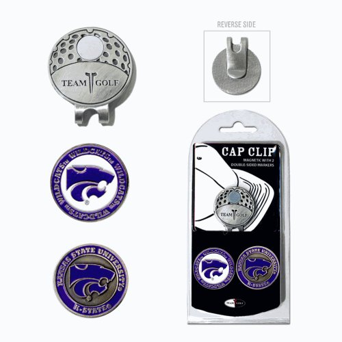 Team Golf NCAA Kansas State Wildcats Cap Clip With 2 Golf Ball Markers Golf Cap Clip with 2 Removable Double-Sided Enamel Magnetic Ball Markers, Attaches Easily to Hats