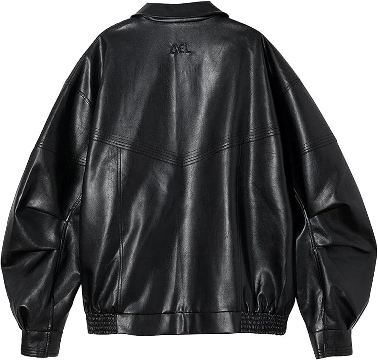 Iconic Womens Black Real Y2k Motorcycle Bomber Oversized Moto Streetwear Leather Jacket - Image 4