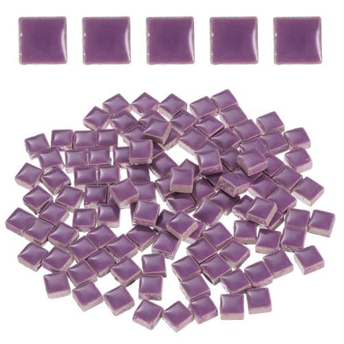 uxcell 100g Square Mosaic Tiles, Colorful Ceramic Mosaic Tiles for Crafts Bulk Mosaic Supplies for Home Decoration Art Crafts DIY Projects, 0.4 x 0.4Inch, Purple
