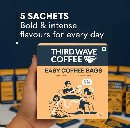 Image of THIRD WAVE COFFEE | Vienna Roast | Easy Coffee Bags | 100% Arabica | Dark Roast | Pack of 5 | 5 * 10 grams