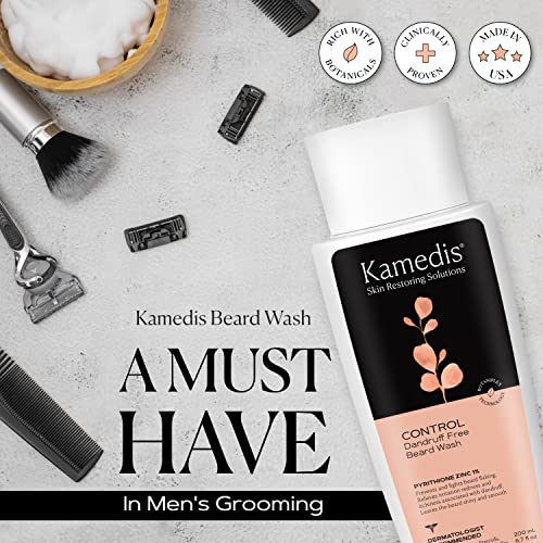 Kamedis Otc Beard Wash: Men’s Dandruff-Free, Flake-Free Ultimate Beard Wash, Alleviates Flakes, Redness, Itching, Irritation, Pyrithione Zinc, 6.7 Oz #TOP3