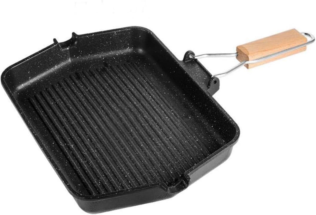 VALICLUD Square Maifan Stone Non-stick Smokeless Bbq Grill Pan for Induction Cooktop, Steak and Fish Grilling Plate for Indoor Kitchen Cooking