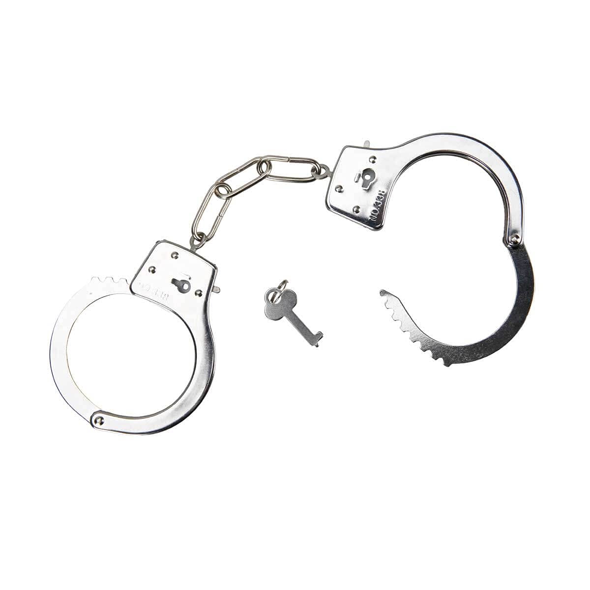 Hti Silver Metal Die Cast Lock And Key Safety Release Metal Tuff Handcuff Toy