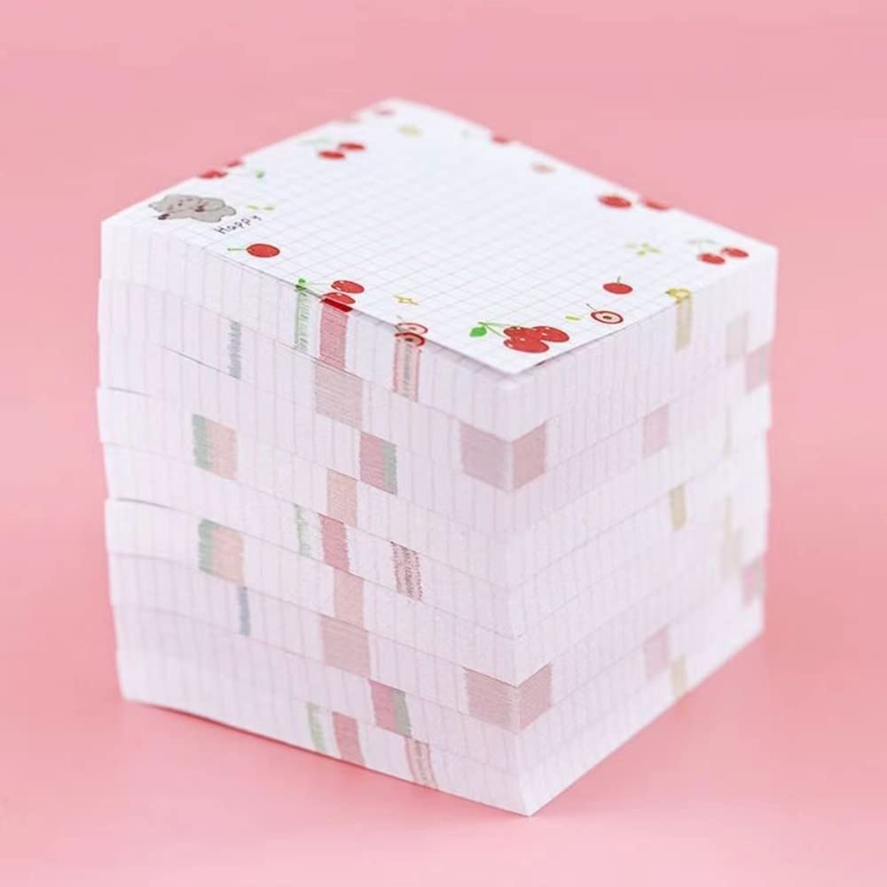 Paquete de 4 bonitas notas adhesivas Kawaii, bloc de notas adhesivas de 3.1 x 3.1 pulgadas, bloc de notas autoadhesivas de frutas coloridas para niñas, bricolaje, oficina, hogar, escuela (320 hojas