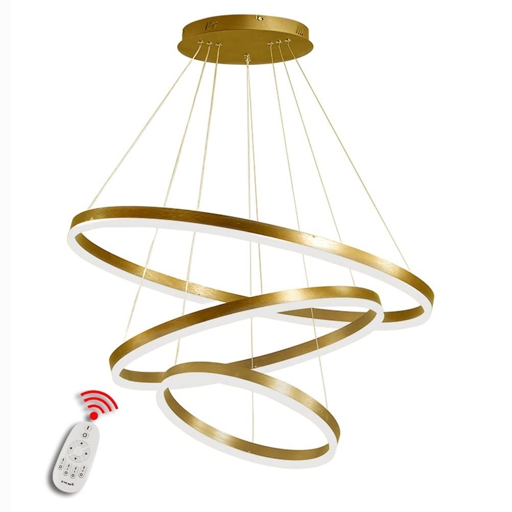 BEHWU LED Dimmable Chandelier, Modern Acrylic Design Led Pendant Light DIY Height Adjustable White Chandelier Fixture with Remote Control for Bedroom Living Room Kitchen Dining Room