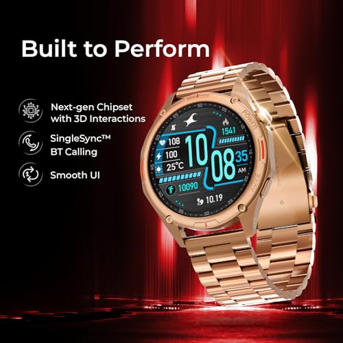Image of Fastrack Marvellous FX1 1.43 inch AMOLED Smart Watch with SpO2 Monitoring, Sleep & Mood Tracking, Bluetooth Calling, AI Voice Assistant, Alloy Case - Smartwatch for Men & Women (Rose Gold)