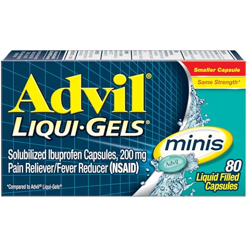 Advil Liqui-Gels Minis Pain Reliever and Fever Reducer, Pain Medicine for Adults with Ibuprofen 200mg for Pain Relief - 80 Liquid Filled Capsules