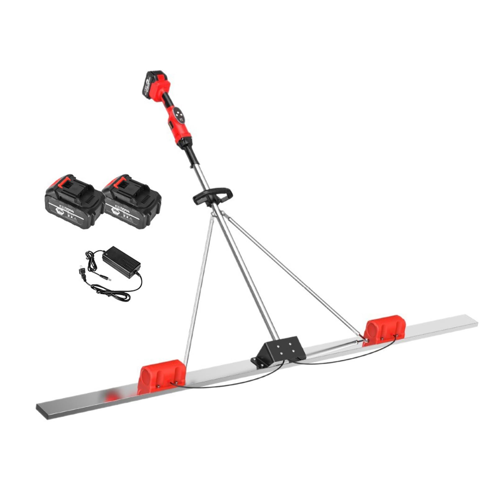 48V Brushless Cement Scraper，9-Speed Vibration Frequency Control，2m Reinforced Stainless Steel Board，6000mAh Battery Operated，Professional Driveway and Slab Leveler(1.8m)