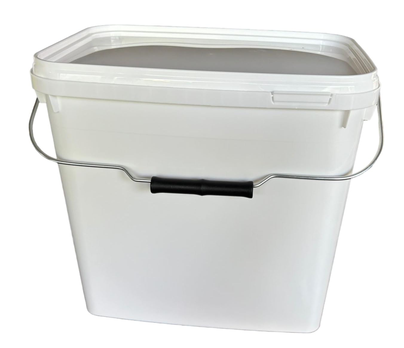 Lot de 15 seaux rectangulaires de 10 litres avec couvercle blanc - Empilables - Avec poignée en métal - Seau à miel - En plastique - Pour l'alimentation