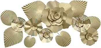 Amazon｜アイアン ウォールデコ 壁飾り 金属壁装飾ゴールド花柄壁彫刻