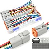 ALFOCI 6 Set 6 Pin Waterproof Connector Automotive Electrical Butt DT Connector 16 AWG Wire Connectors Kit with Waterproof Heat Shrink Tubing for Car Truck Boat, 6 Kits (D- 6Pin Wiring 6Pair)