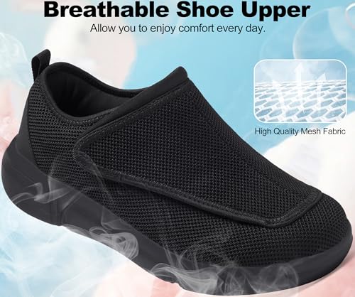 Men's Wide Diabetic Slip-On Shoes Adjustable Comfortable Walking Shoes for Swollen Feet Elderly Foot Pain Relief and Neuropathy Support4